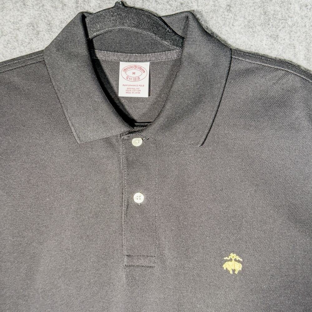 Brooks Brothers Mens M Performance Polo Shirt Original Fit Black Golden Fleece